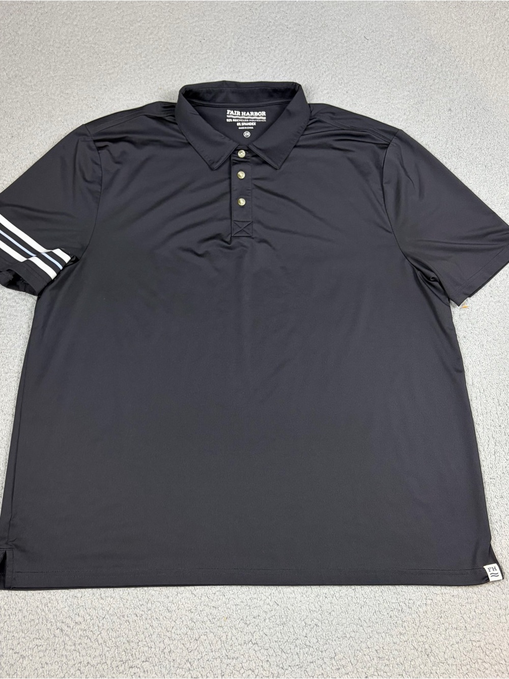 Fair Harbor Performance Polo Men's 2X Black with Sleeve Stripe Stretch Golf